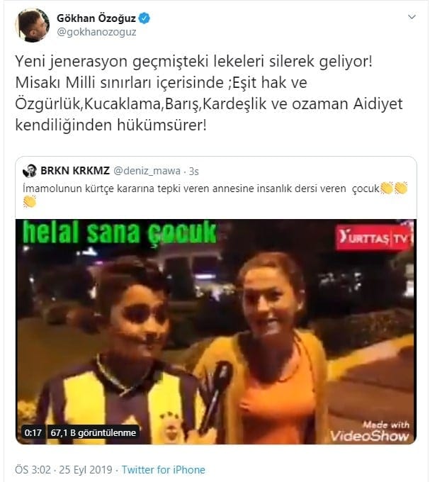 Gökhan Özoğuz'dan Kürtçe eğitim paylaşımı
